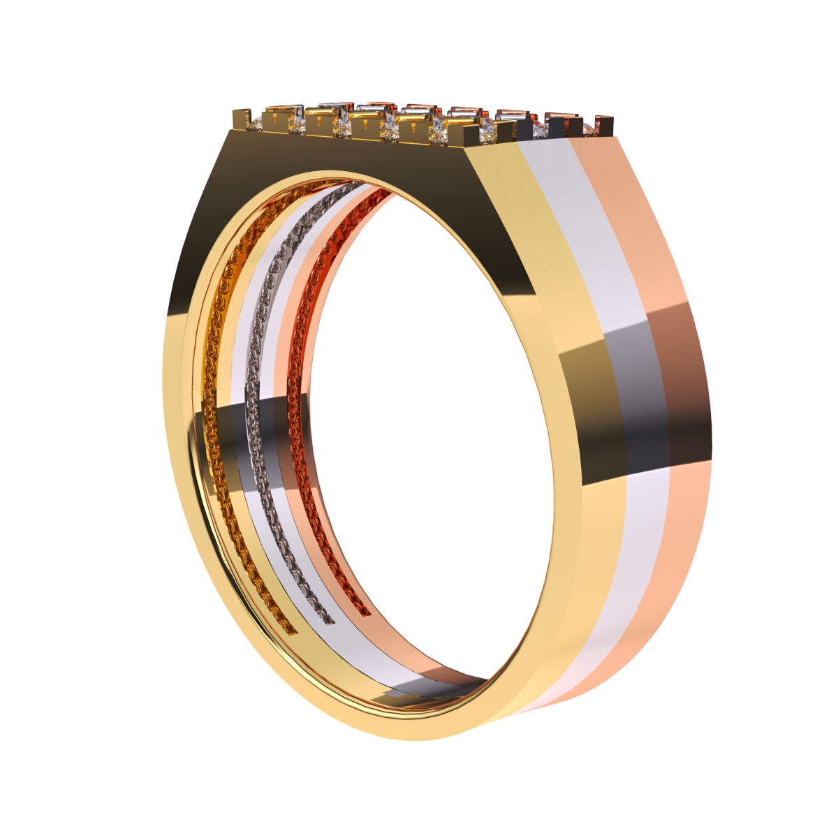Sparkling Lab Grown Diamond Three Tone Ring