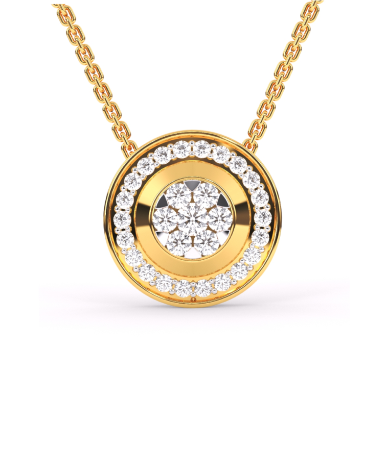 Round Shape Lab Grown Diamond Flower Cluster Pendant