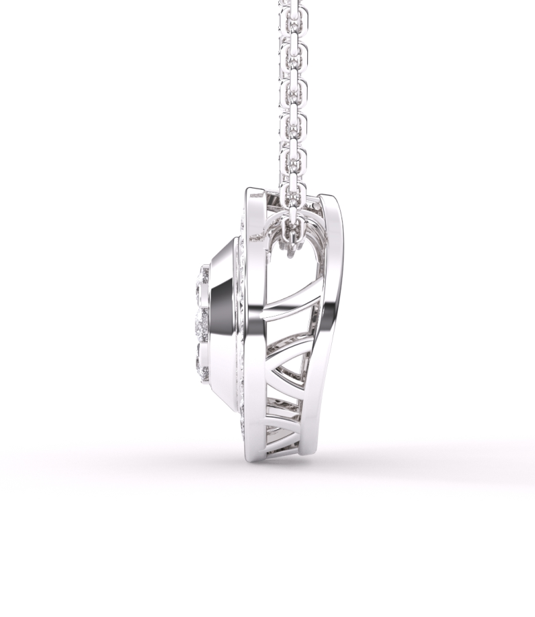 Round Shape Lab Grown Diamond Flower Cluster Pendant