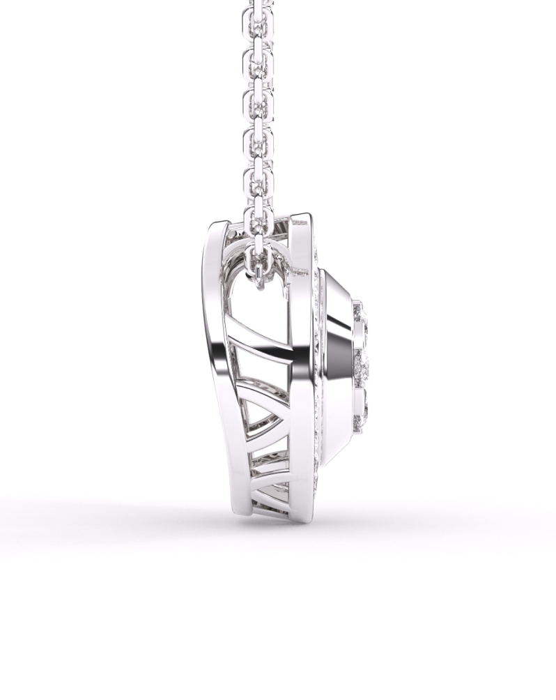 Round Shape Lab Grown Diamond Flower Cluster Pendant