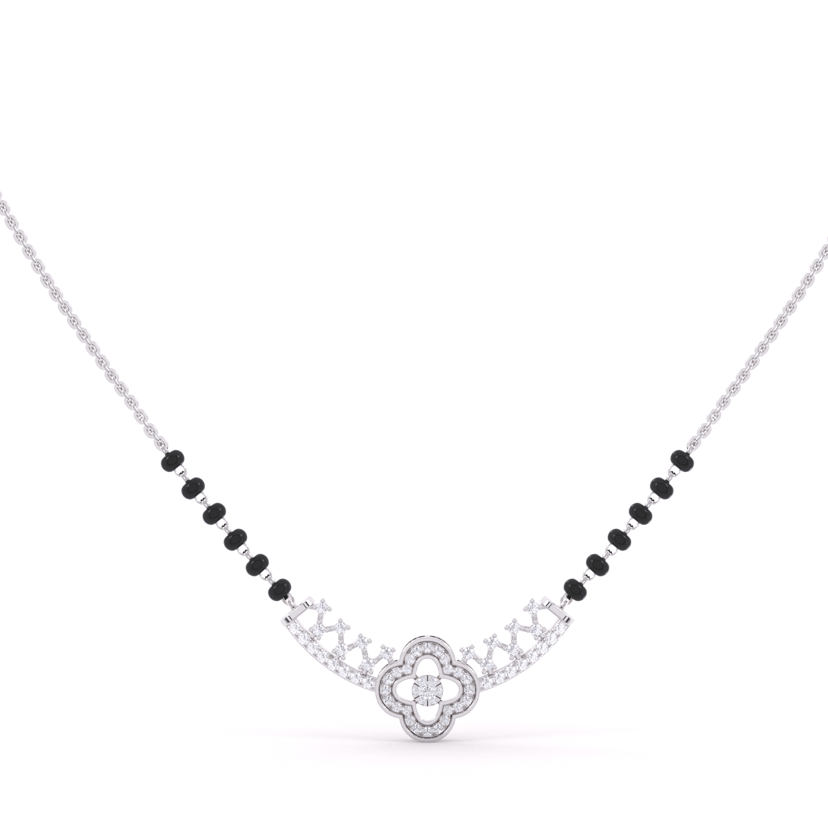 Stylish diamond Mangalsutra adorned with black beads