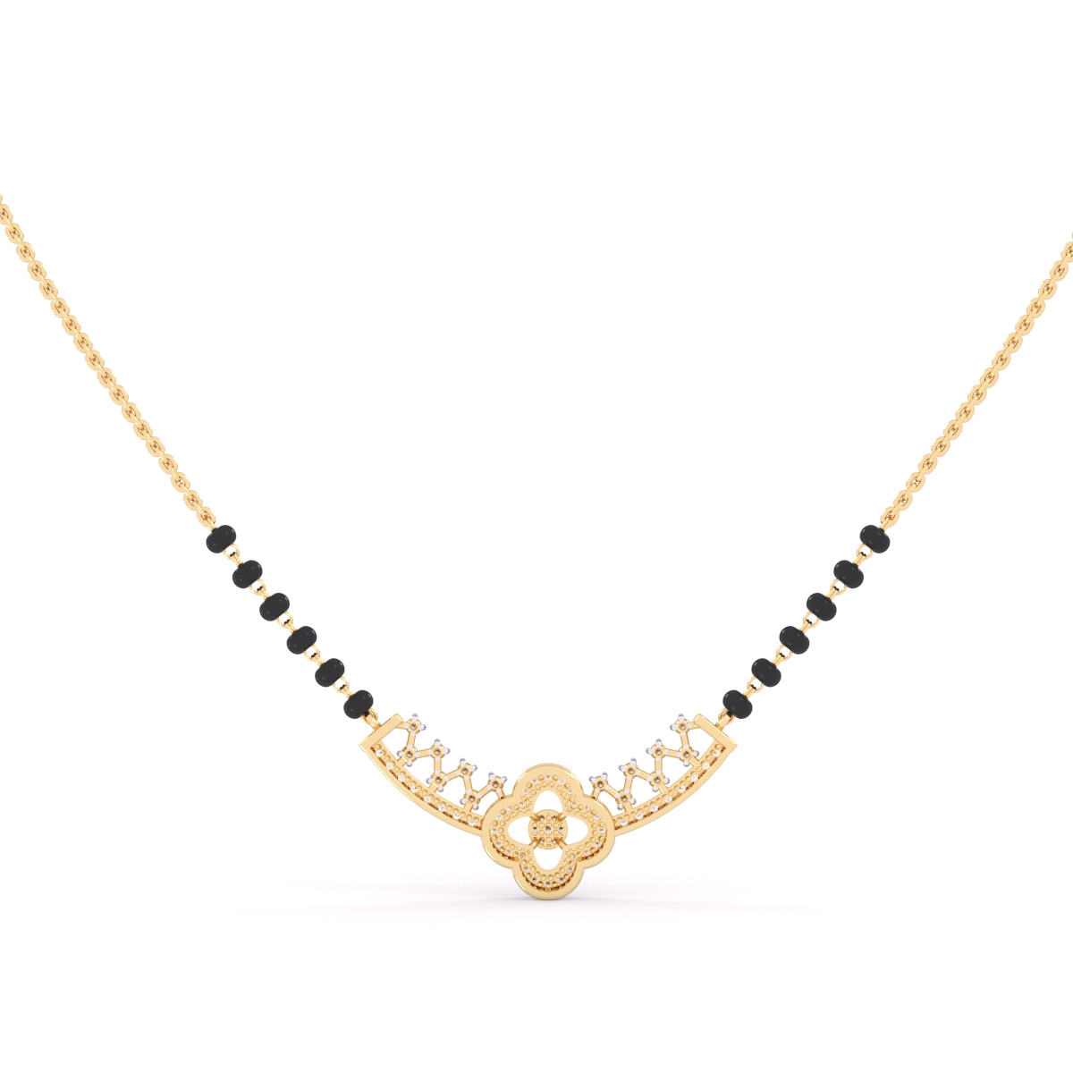 Stylish diamond Mangalsutra adorned with black beads
