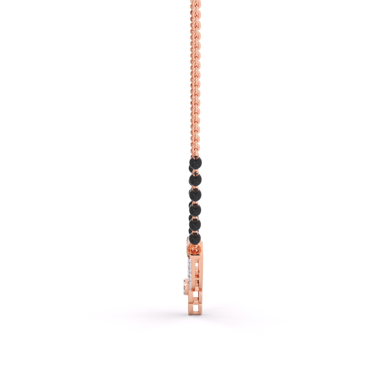 Stylish diamond Mangalsutra adorned with black beads