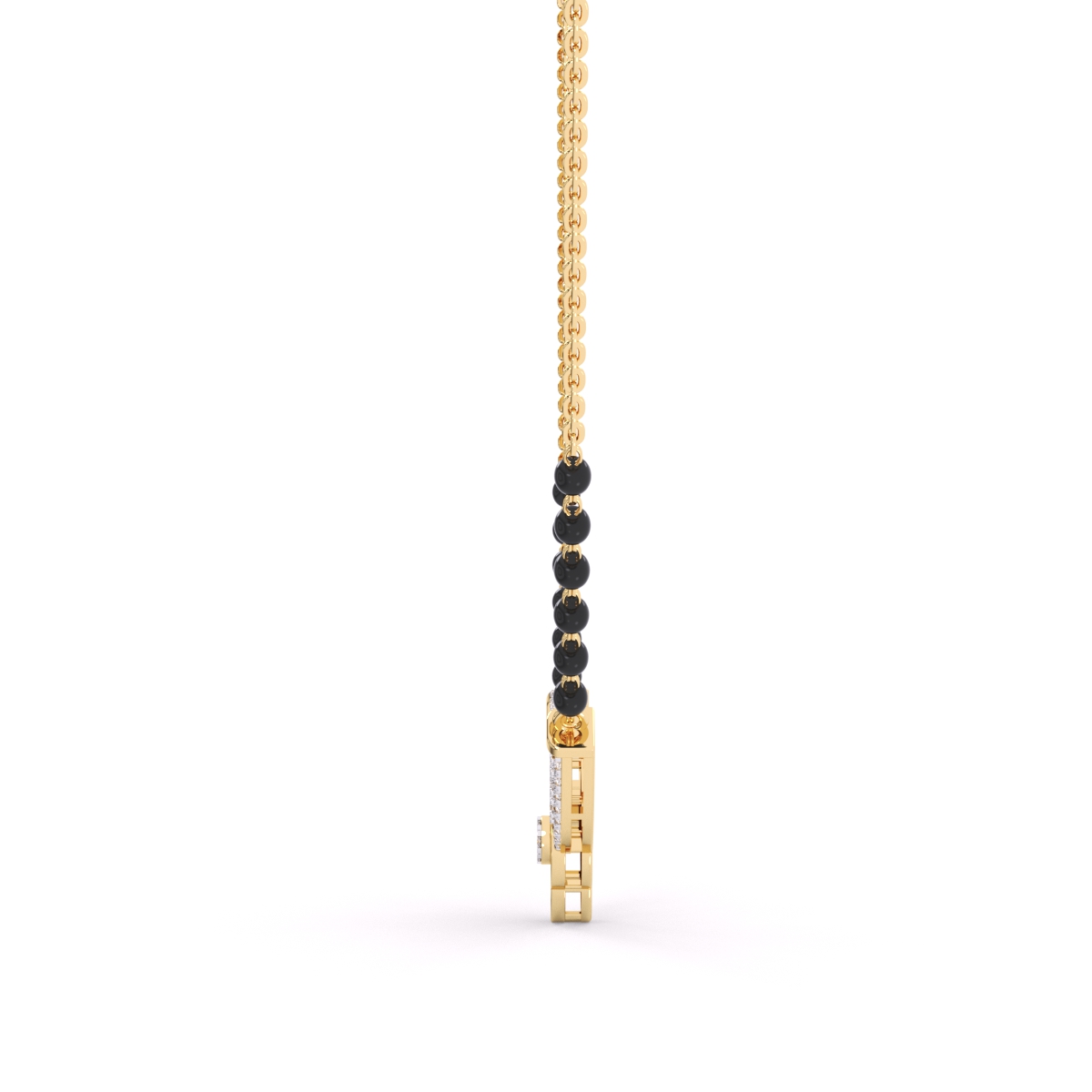 Stylish diamond Mangalsutra adorned with black beads