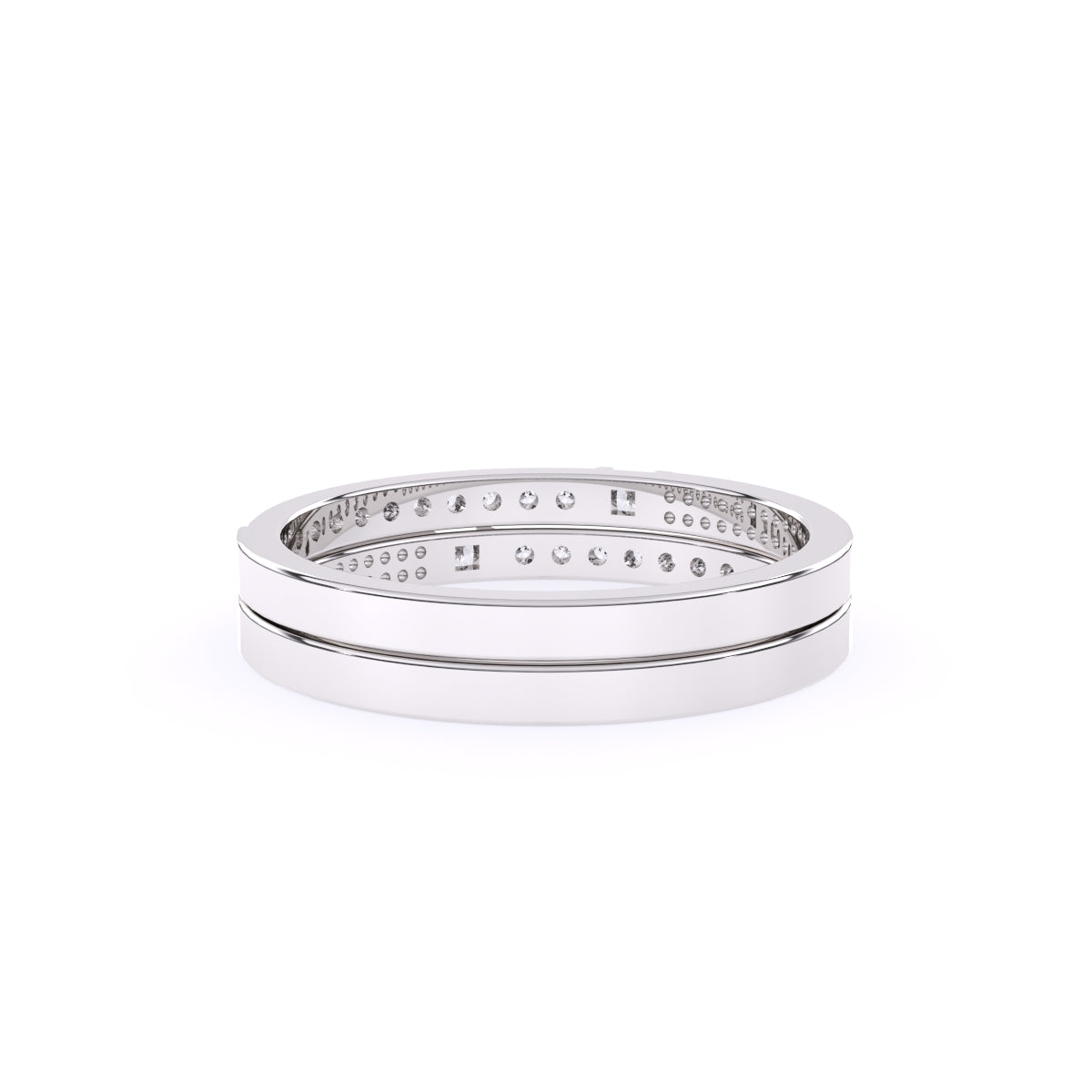 Trendy Two Tone Round Lab Grown Diamond Band