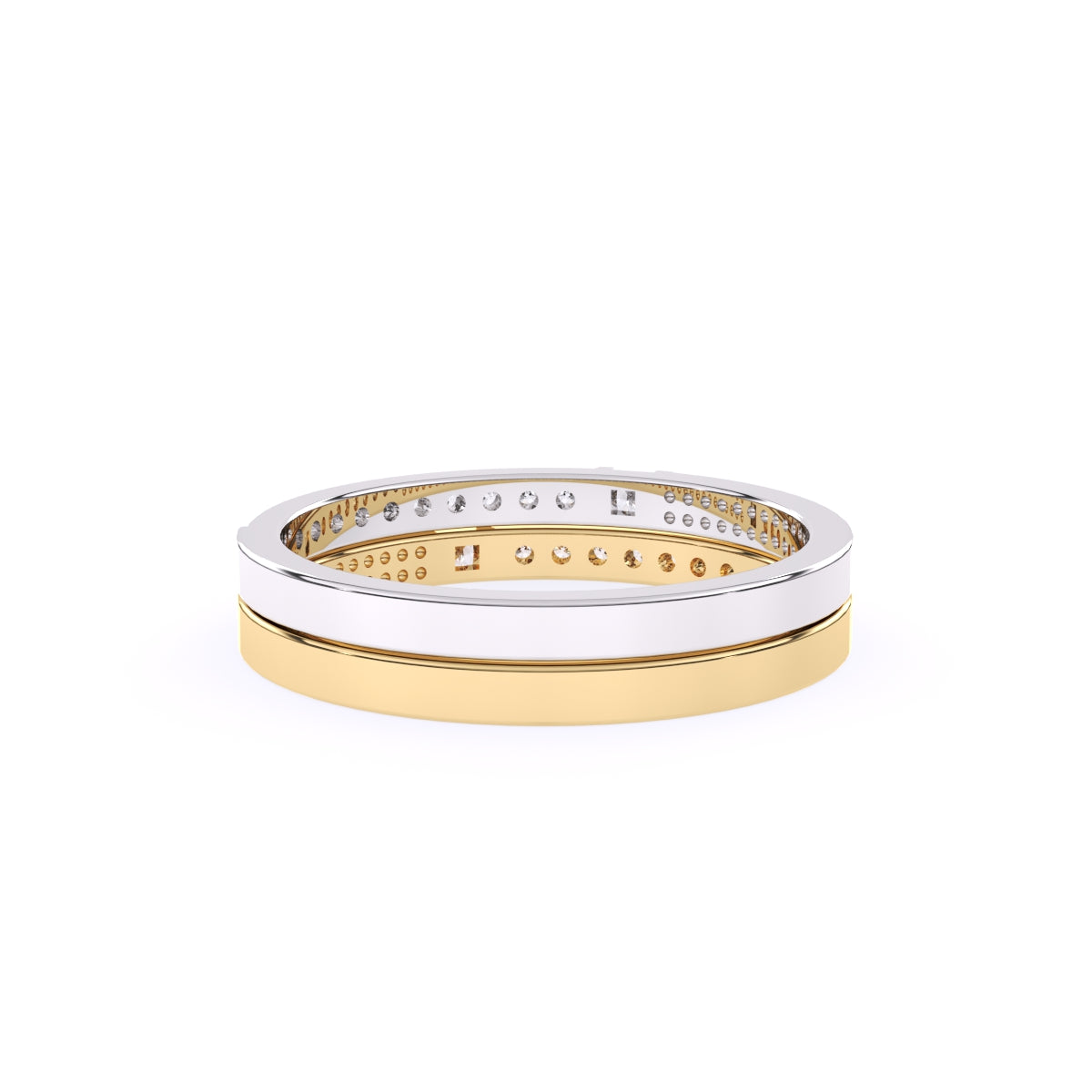 Trendy Two Tone Round Lab Grown Diamond Band