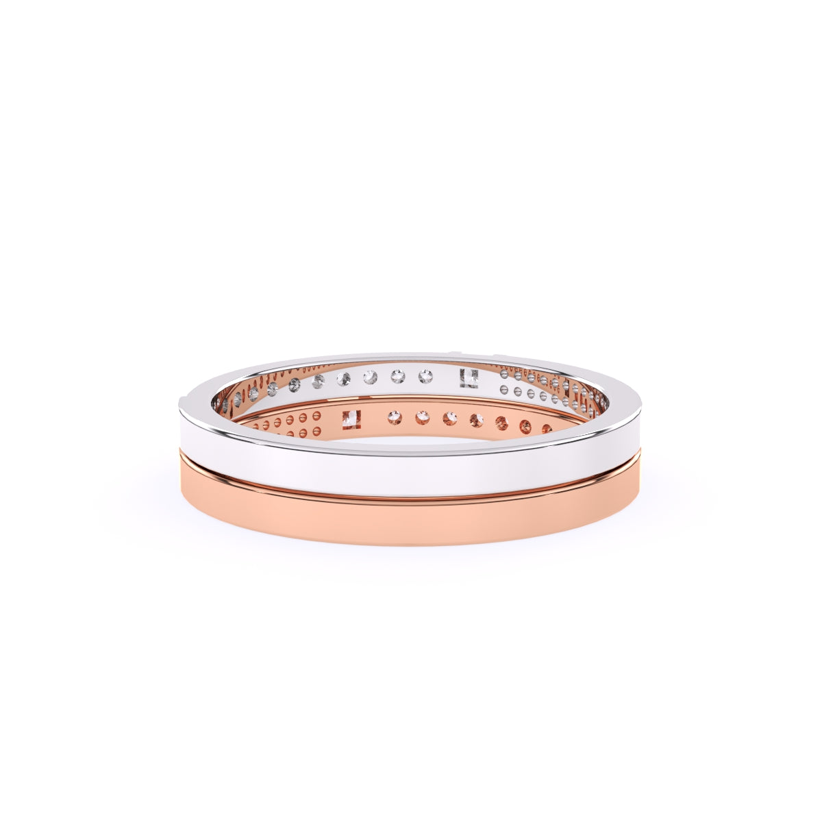 Trendy Two Tone Round Lab Grown Diamond Band