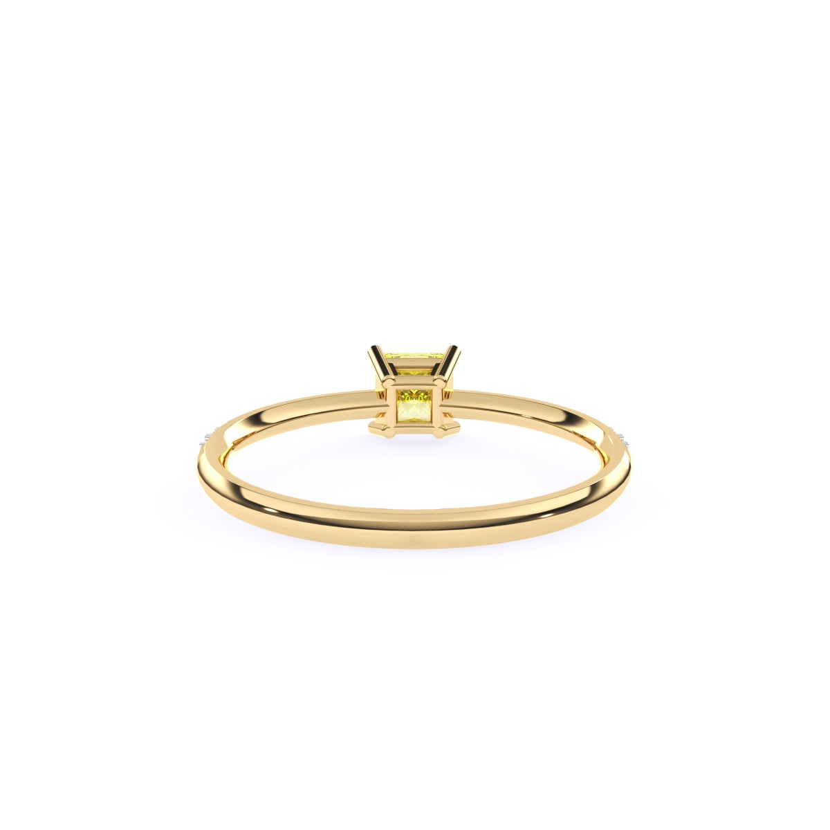 Trendy Yellow Topaz Pricess Diamond Dainty Ring