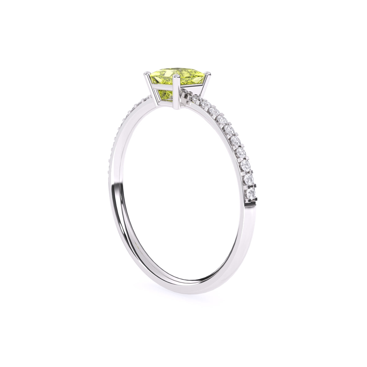 Trendy Yellow Topaz Pricess Diamond Dainty Ring