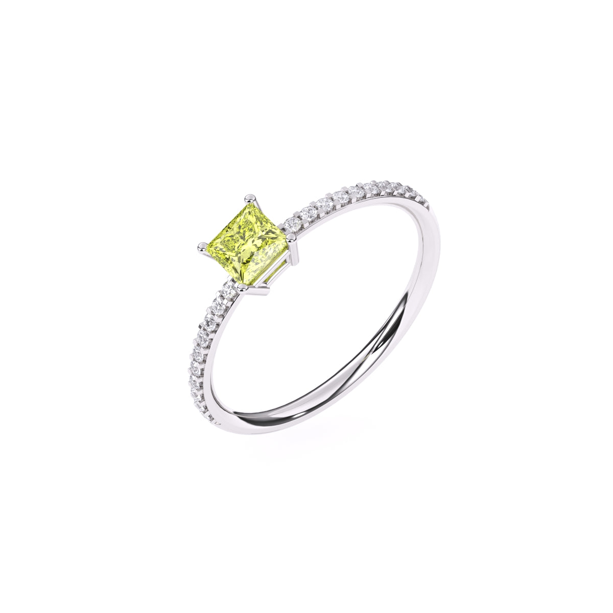 Trendy Yellow Topaz Pricess Diamond Dainty Ring