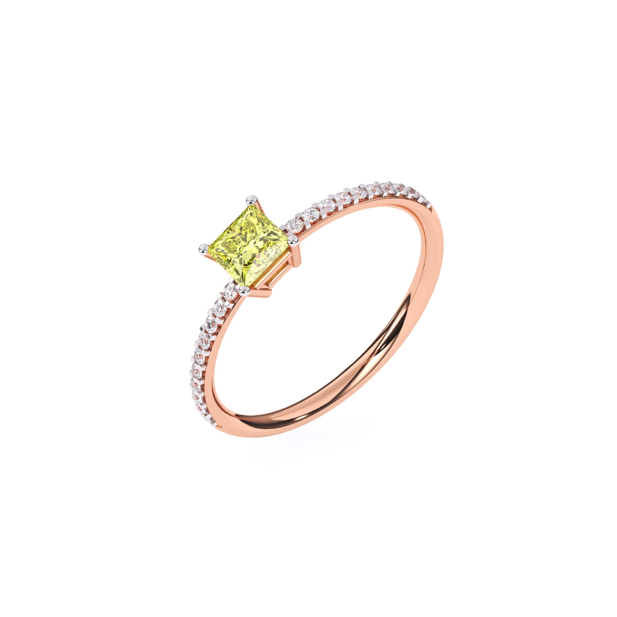 Trendy Yellow Topaz Pricess Diamond Dainty Ring