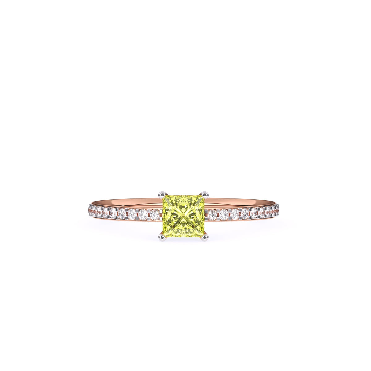 Trendy Yellow Topaz Pricess Diamond Dainty Ring