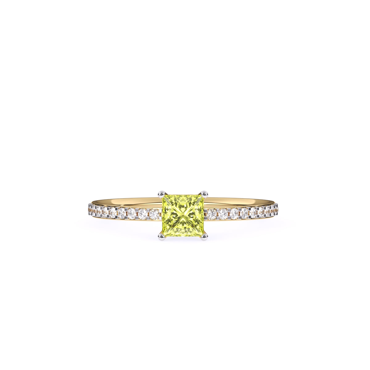 Trendy Yellow Topaz Pricess Diamond Dainty Ring