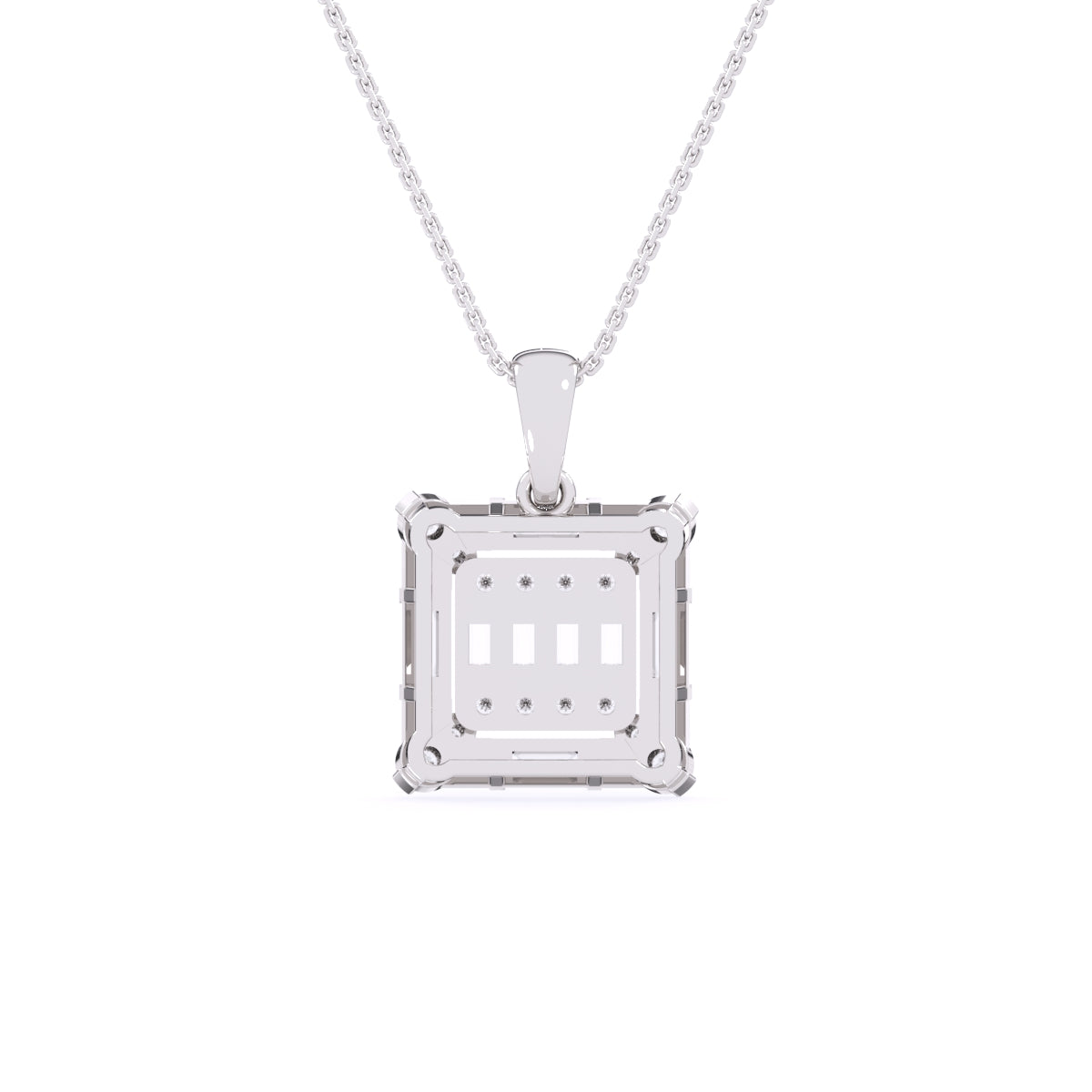 Luxurious Diamond Square Charm Pendant