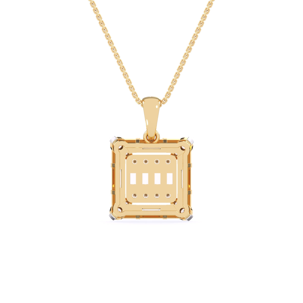 Luxurious Diamond Square Charm Pendant