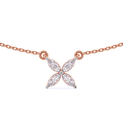 Dazzle Marquise Diamond Floral Charm Necklace