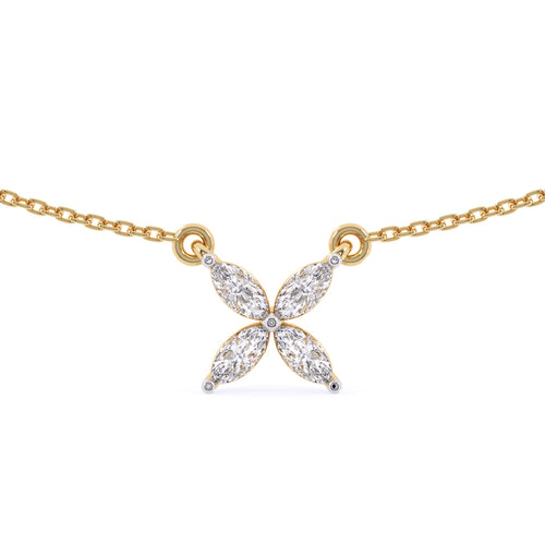 Dazzle Marquise Diamond Floral Charm Necklace