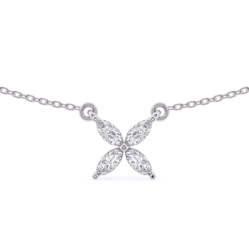 Dazzle Marquise Diamond Floral Charm Necklace