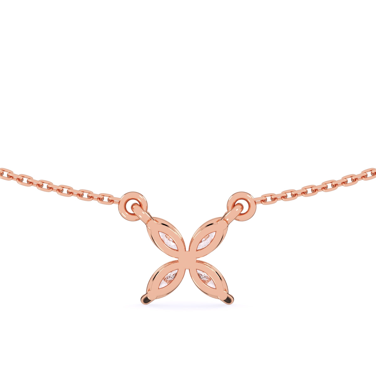 Dazzle Marquise Diamond Floral Charm Necklace