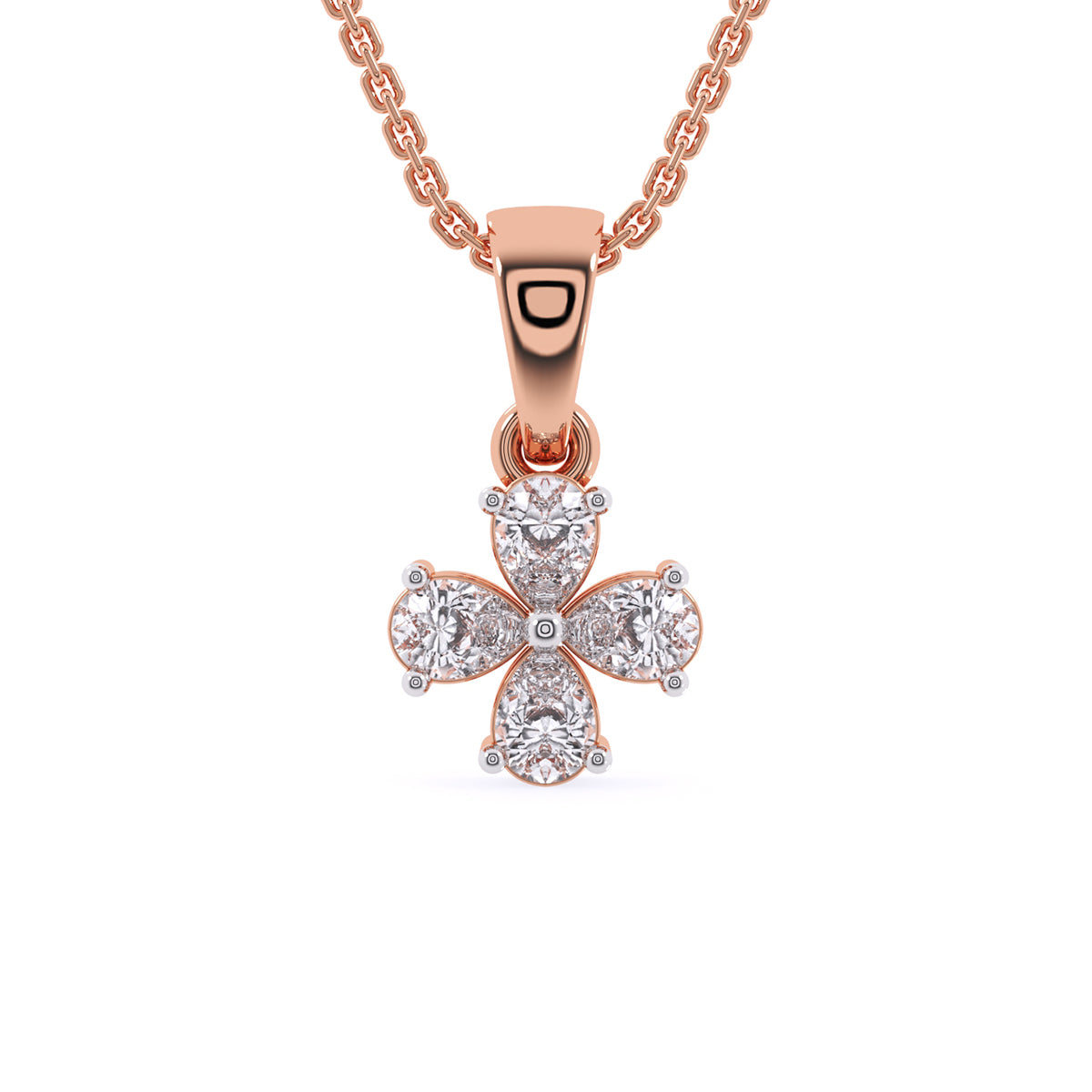 Four Pear Lab Grown Diamond Dainty Birthday Gift Pendant