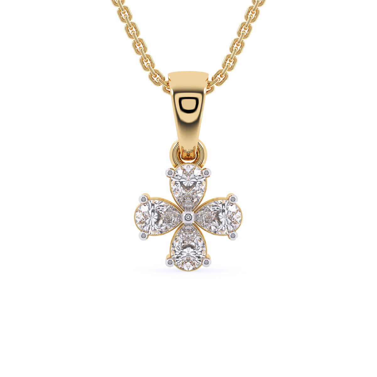 Four Pear Lab Grown Diamond Dainty Birthday Gift Pendant