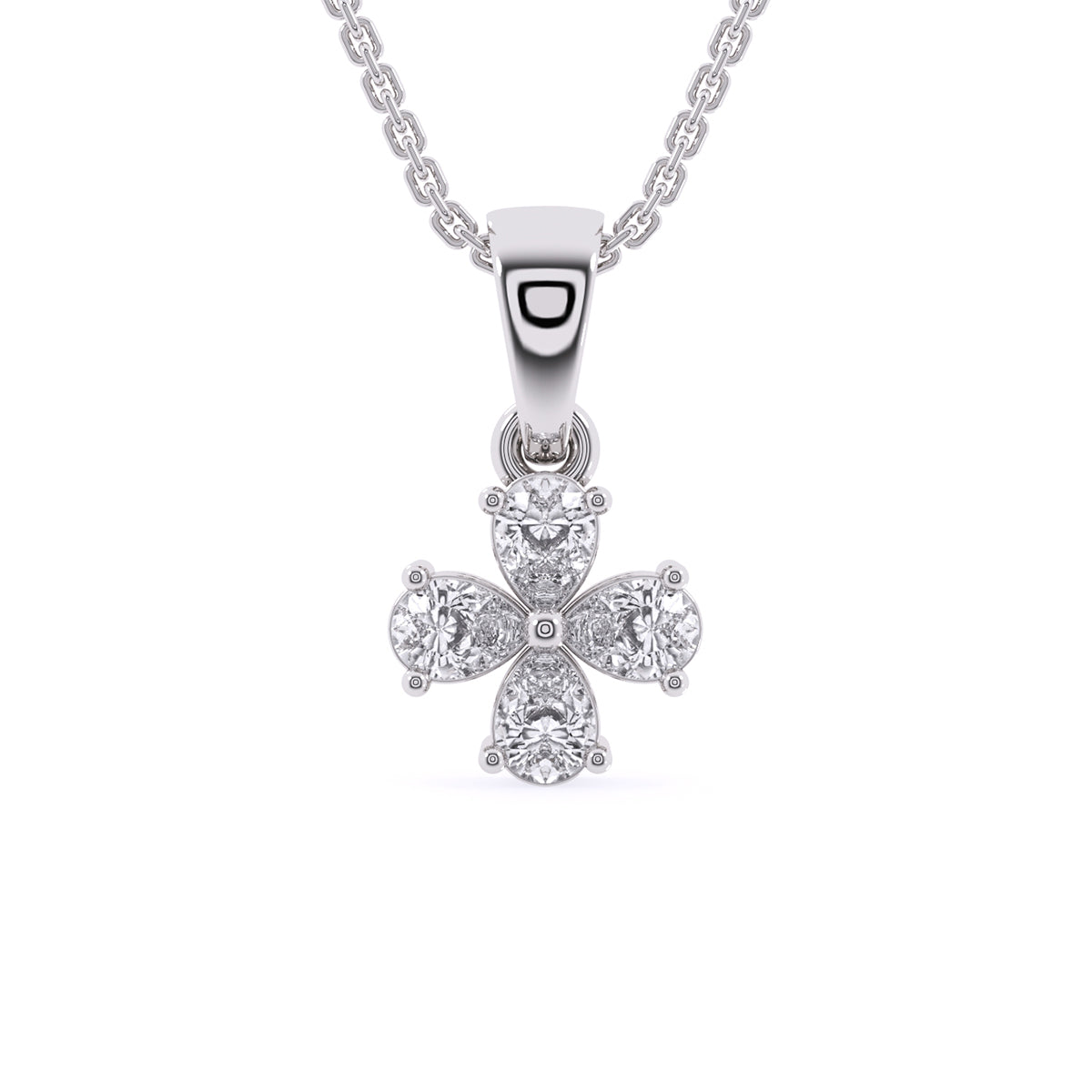 Four Pear Lab Grown Diamond Dainty Birthday Gift Pendant