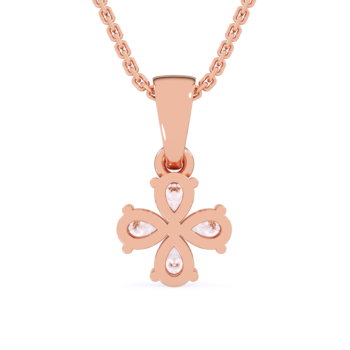 Four Pear Lab Grown Diamond Dainty Birthday Gift Pendant