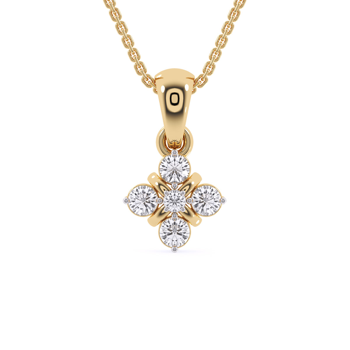 Latest Square Style Diamond Pendant In Rose Gold