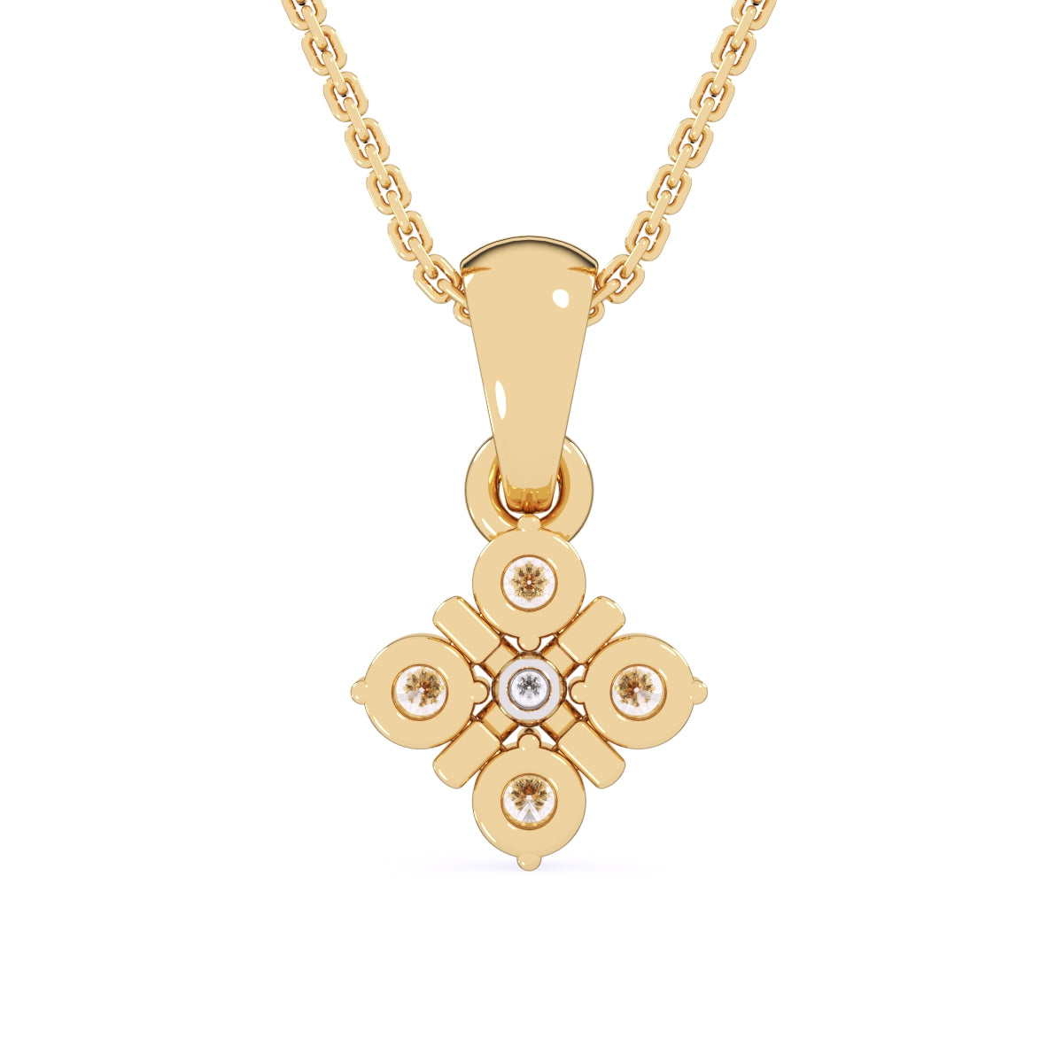 Latest Square Style Diamond Pendant In Rose Gold