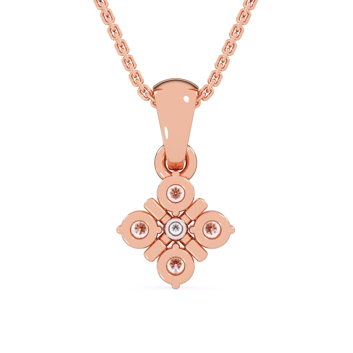 Latest Square Style Diamond Pendant In Rose Gold