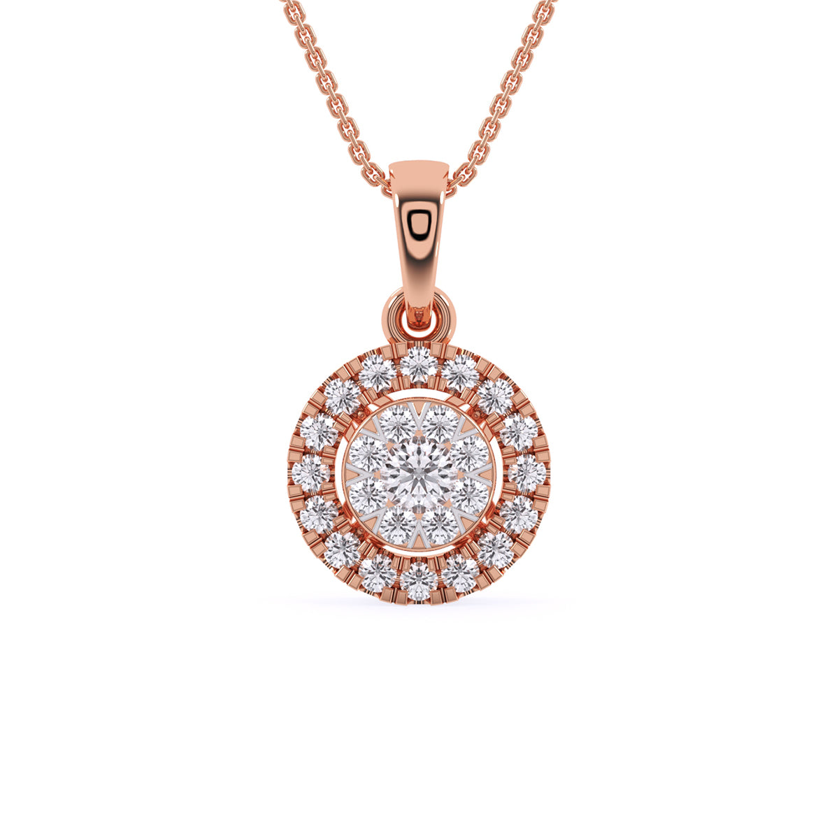 Designer Lab Grown Diamond Double Halo Pendant