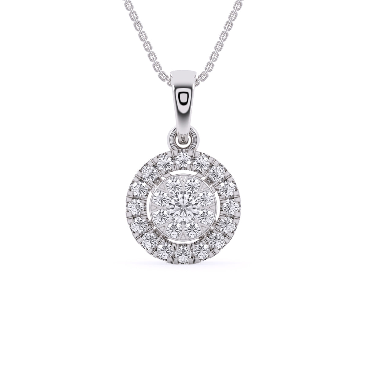 Designer Lab Grown Diamond Double Halo Pendant