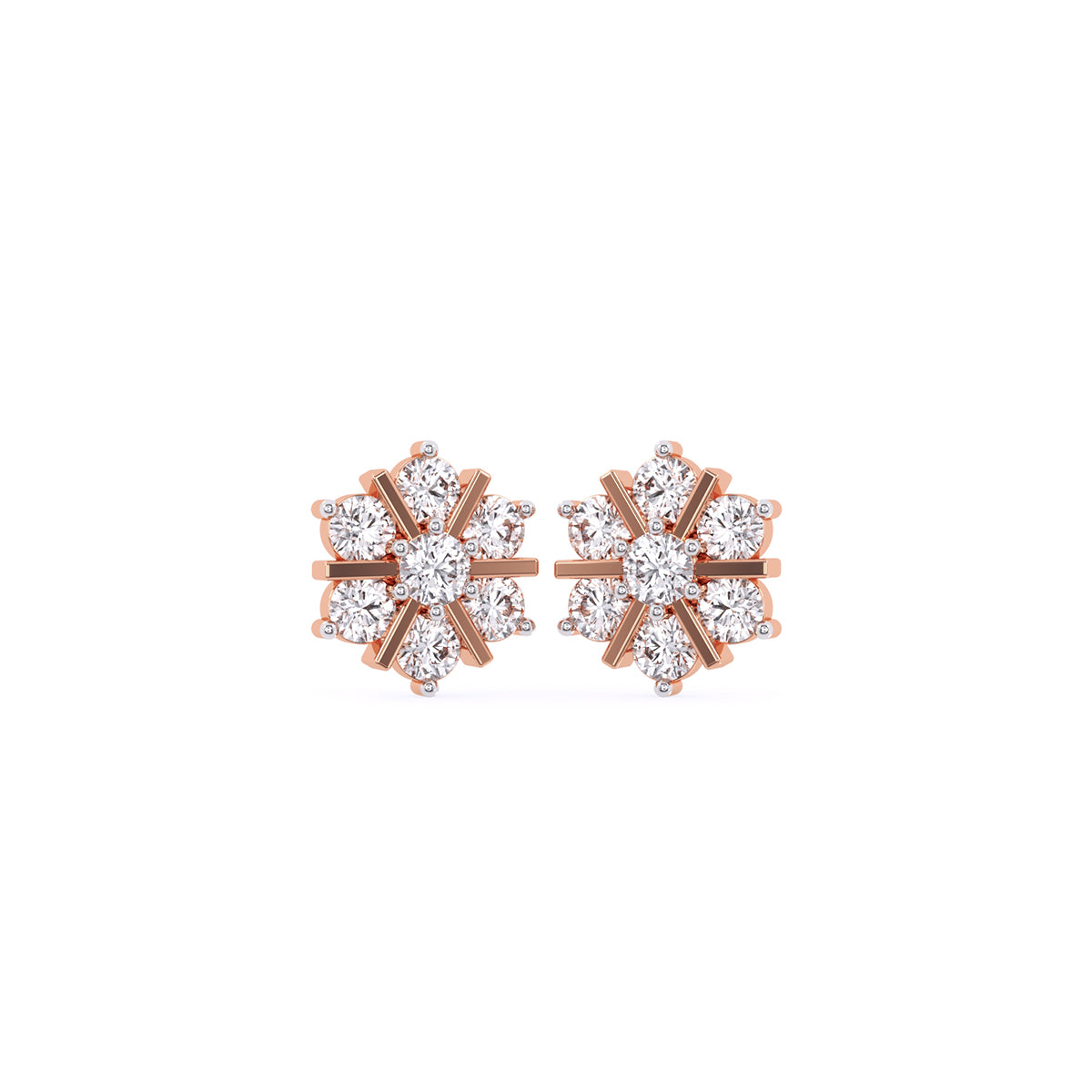 Artistic Round Lab Grown Diamond Beautiful Stud Earrings