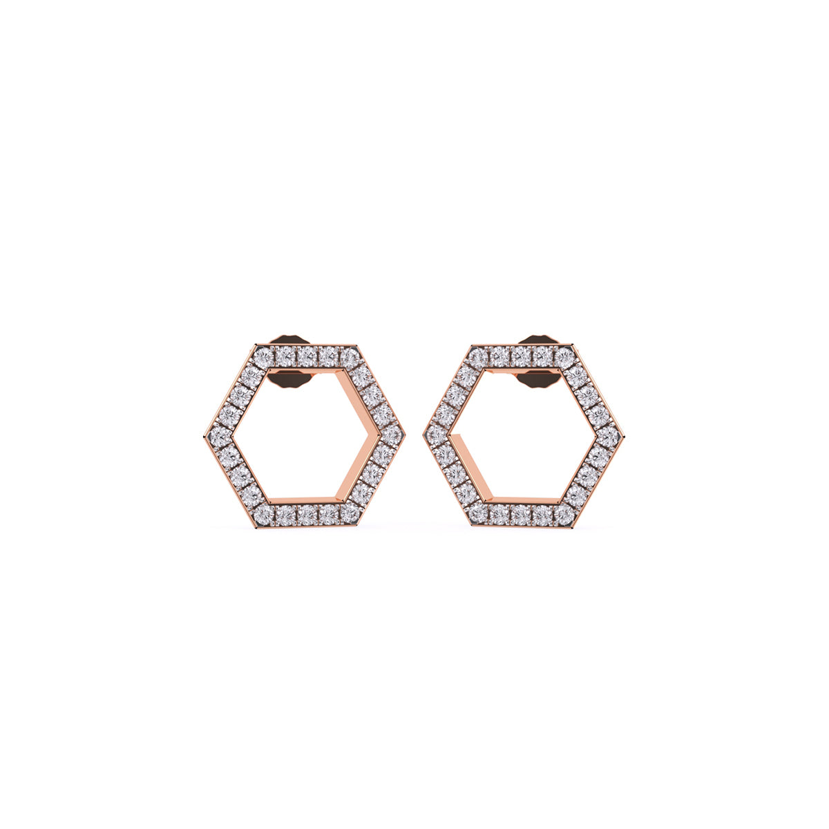 Delicate Open Hexagon Shaped Tiny Studs Earrings