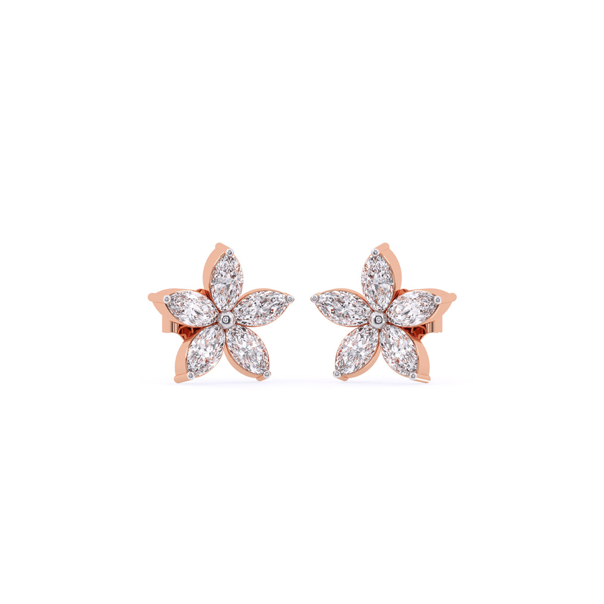 Fancy Floret Marquise Diamond Studs For Girls