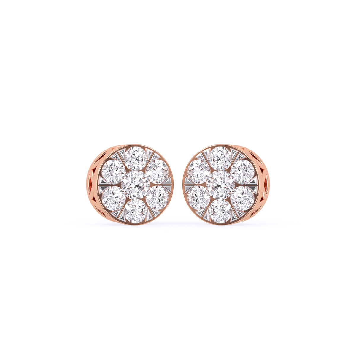 Modern Round Diamond Circular Dainty Studs