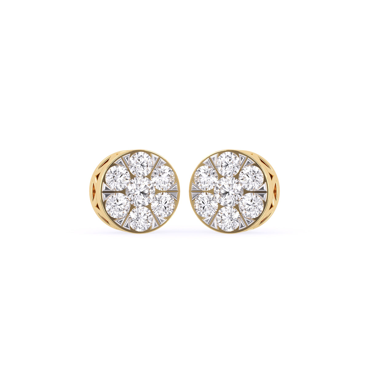 Modern Round Diamond Circular Dainty Studs