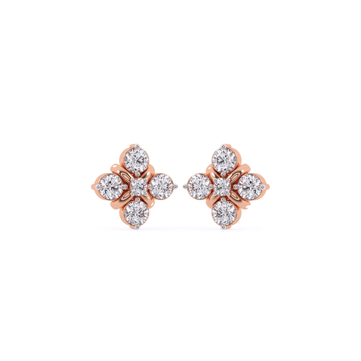 Bezeled Flower Cluster Lavish Stud Earrings