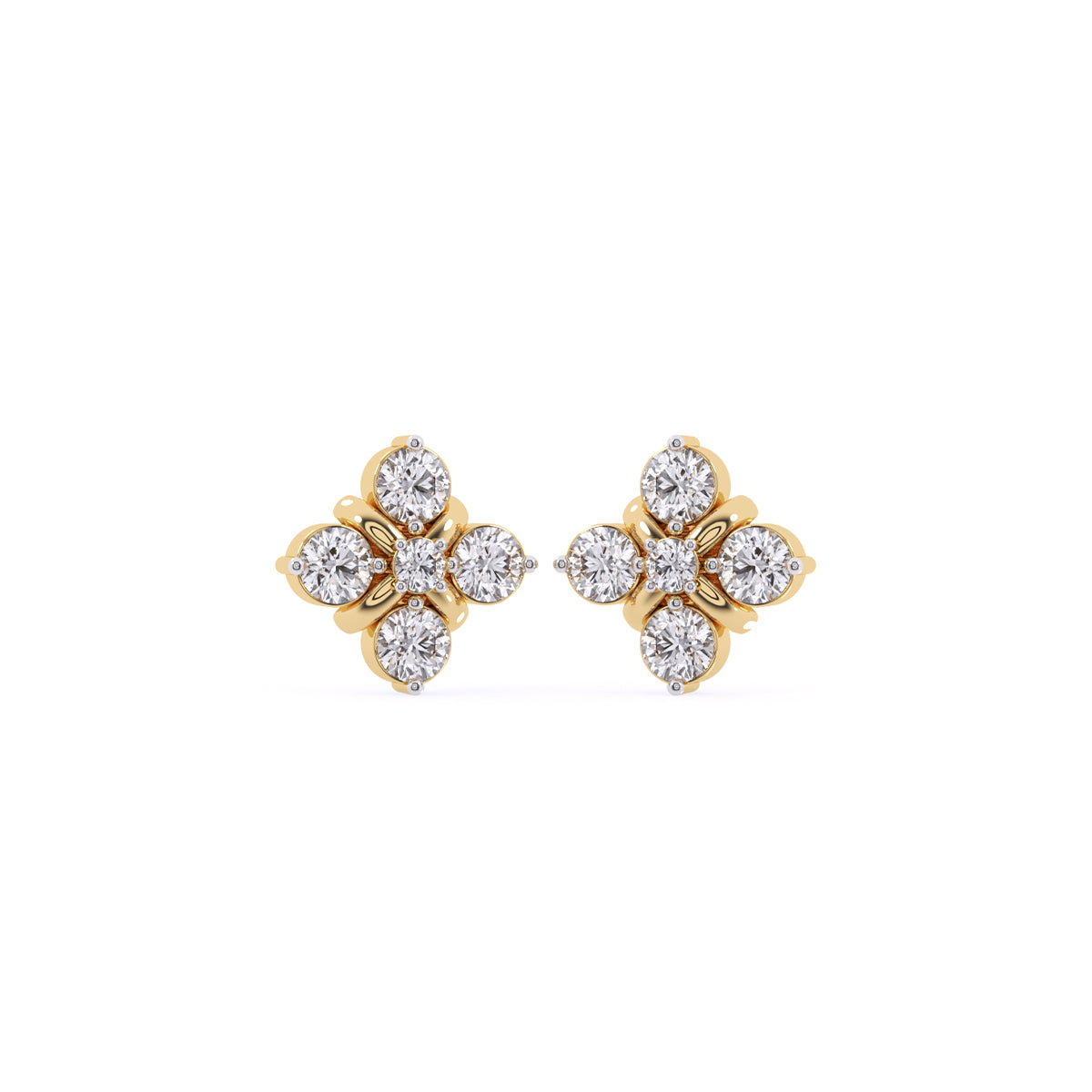 Bezeled Flower Cluster Lavish Stud Earrings