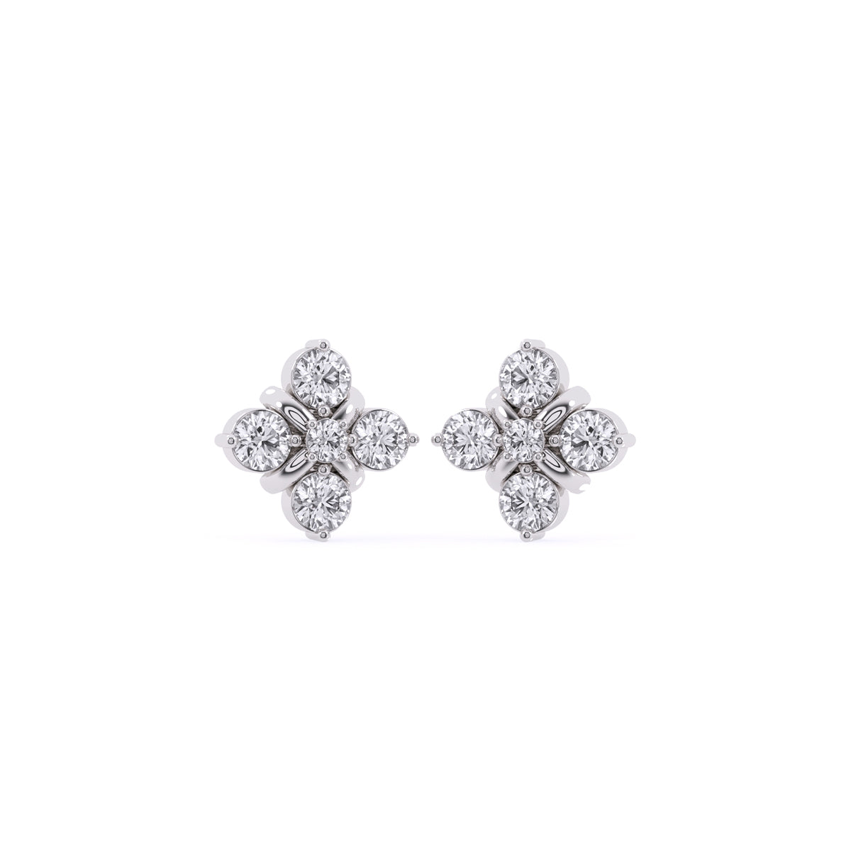 Bezeled Flower Cluster Lavish Stud Earrings