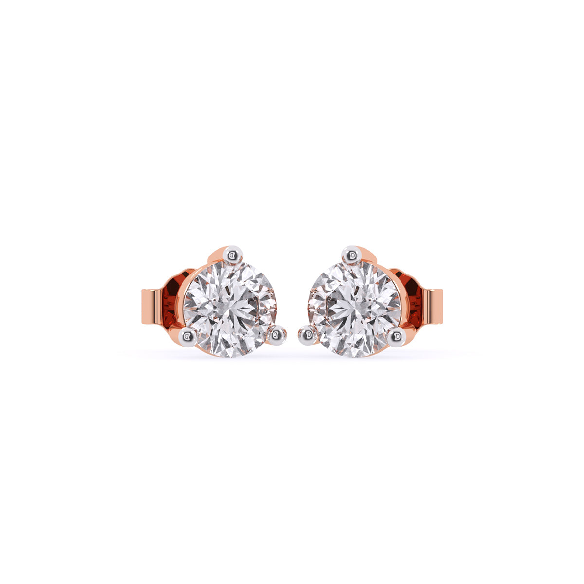 Three Prong Set Sparkle Diamond Tiny Studs