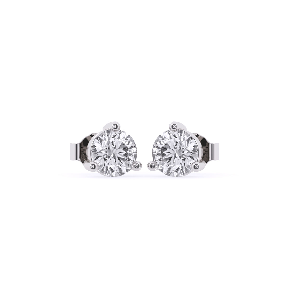 Three Prong Set Sparkle Diamond Tiny Studs