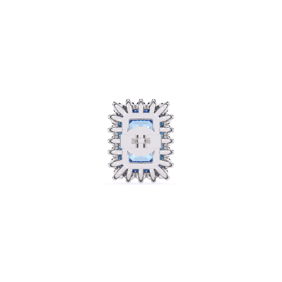 Gleaming Blue Emerald Diamond Halo Studs