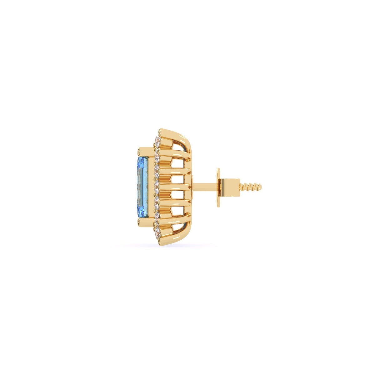 Gleaming Blue Emerald Diamond Halo Studs