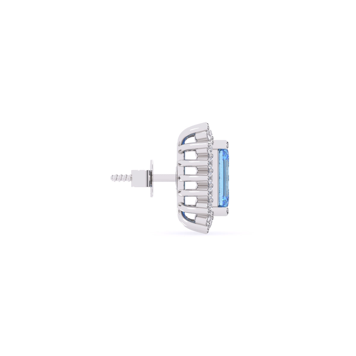 Gleaming Blue Emerald Diamond Halo Studs