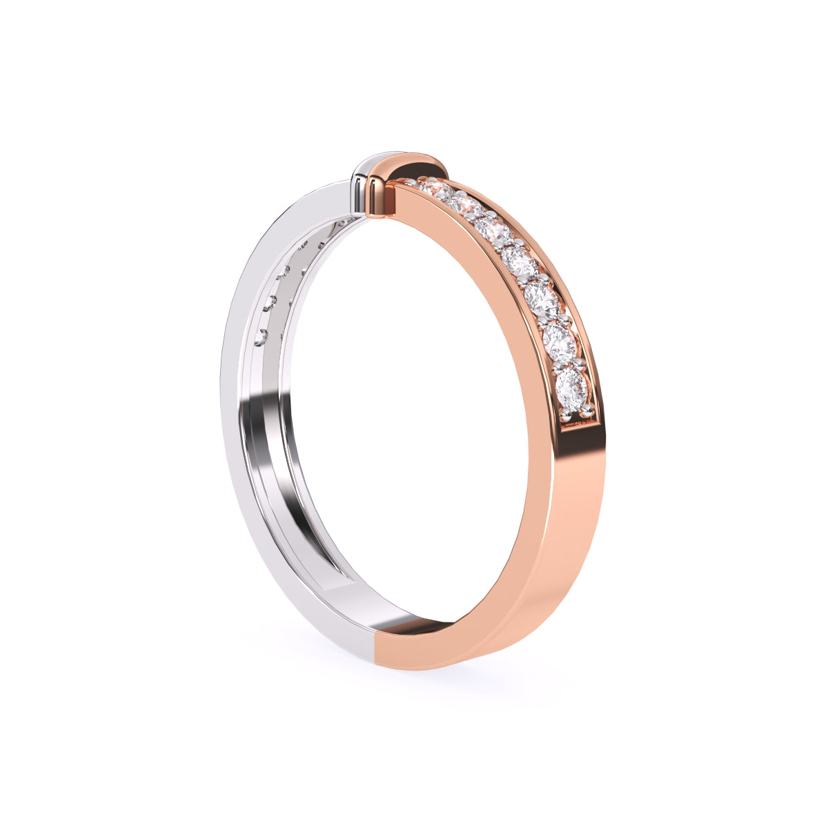 Amazing Round Diamond Two Tone Band For Better Half