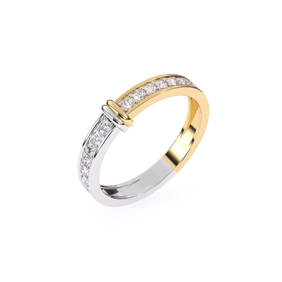 Amazing Round Diamond Two Tone Band For Better Half