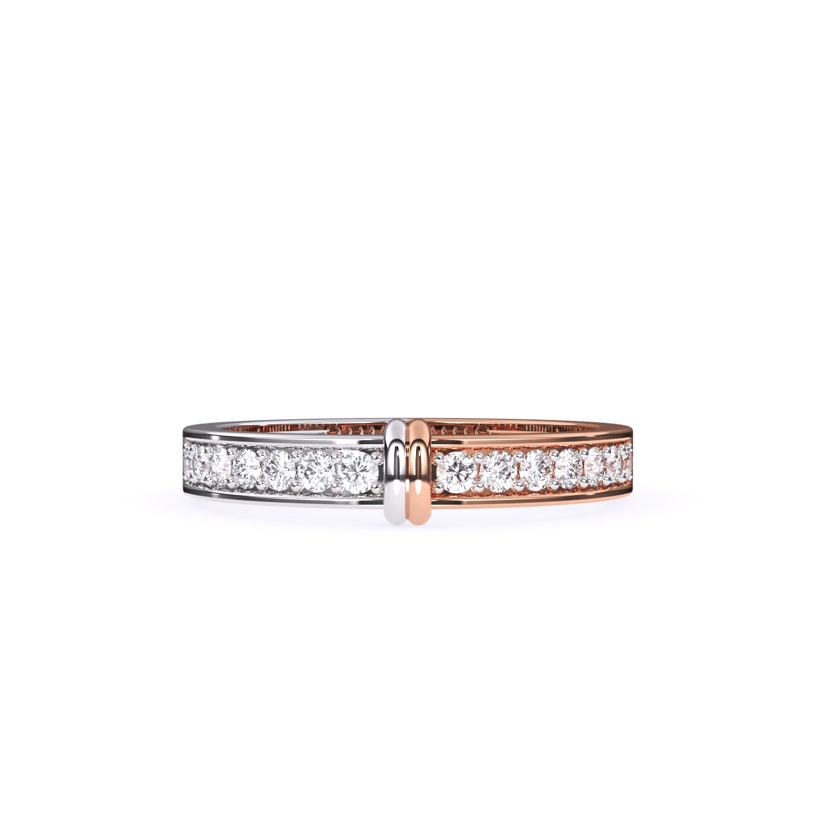 Amazing Round Diamond Two Tone Band For Better Half