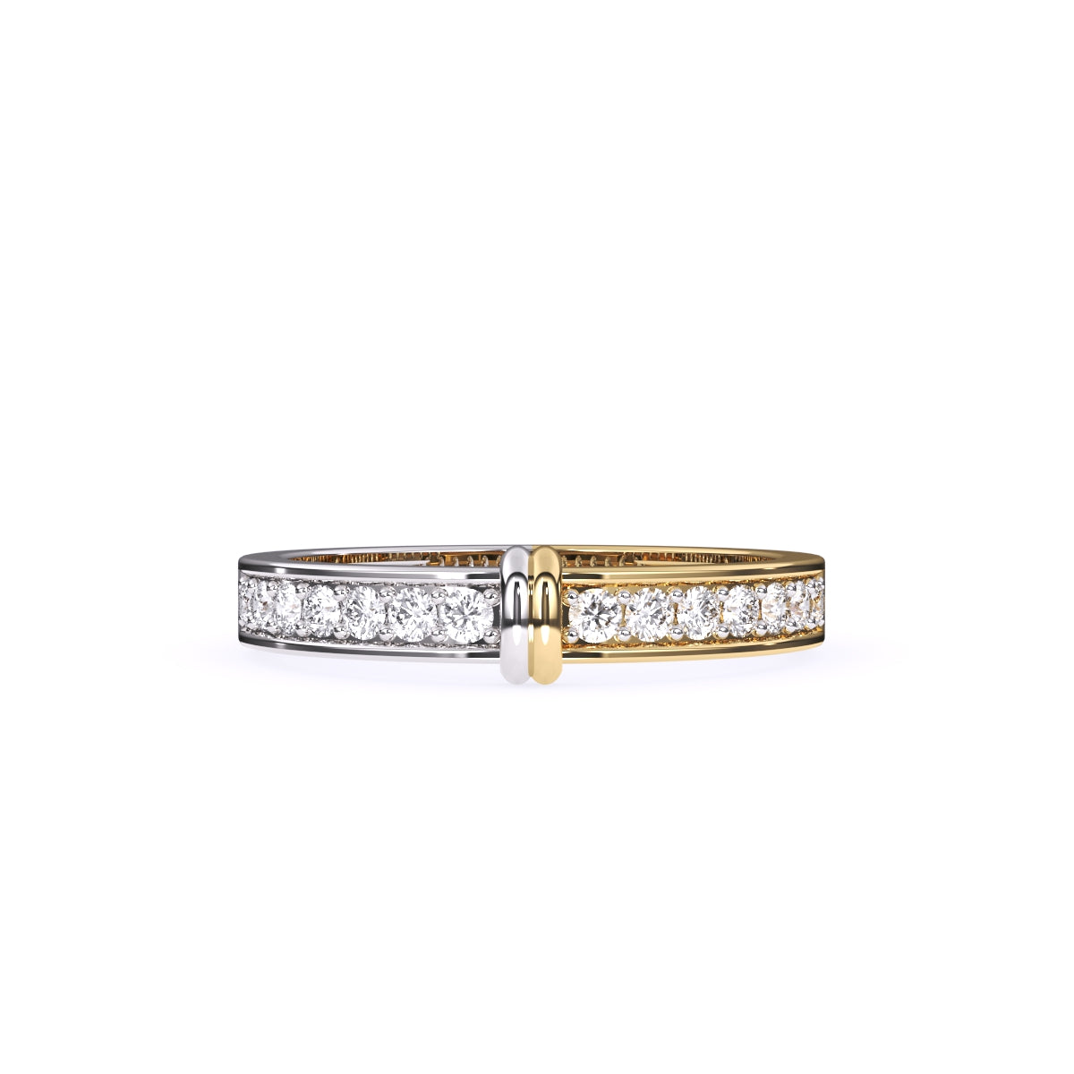 Amazing Round Diamond Two Tone Band For Better Half