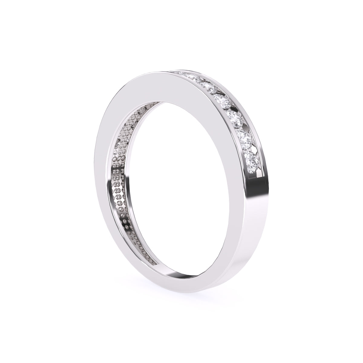 Channel Set Round Diamond Half Eternity Band